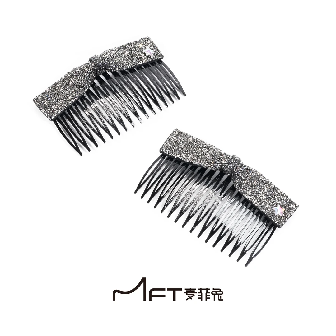 柏林恋曲发梳倒插梳蝴蝶结刘海发夹高颅顶洋气侧边碎发卡头饰防滑