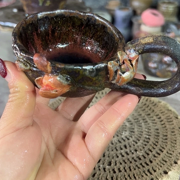 杯子新店福利手工粗陶高温