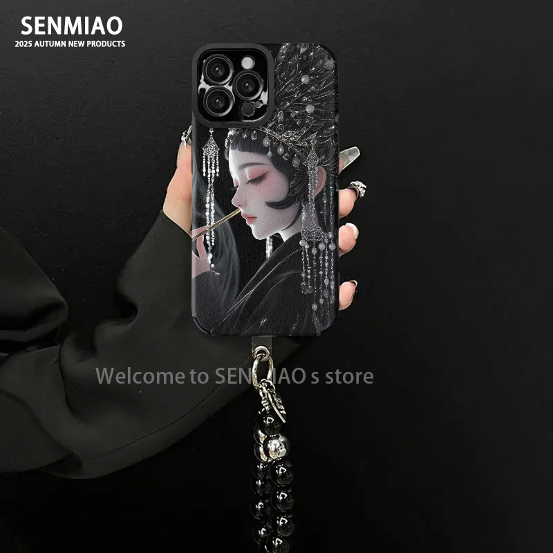 适用【苹果/oppo/华为/vivo/小米】花旦女孩小羊皮防摔手机壳女款