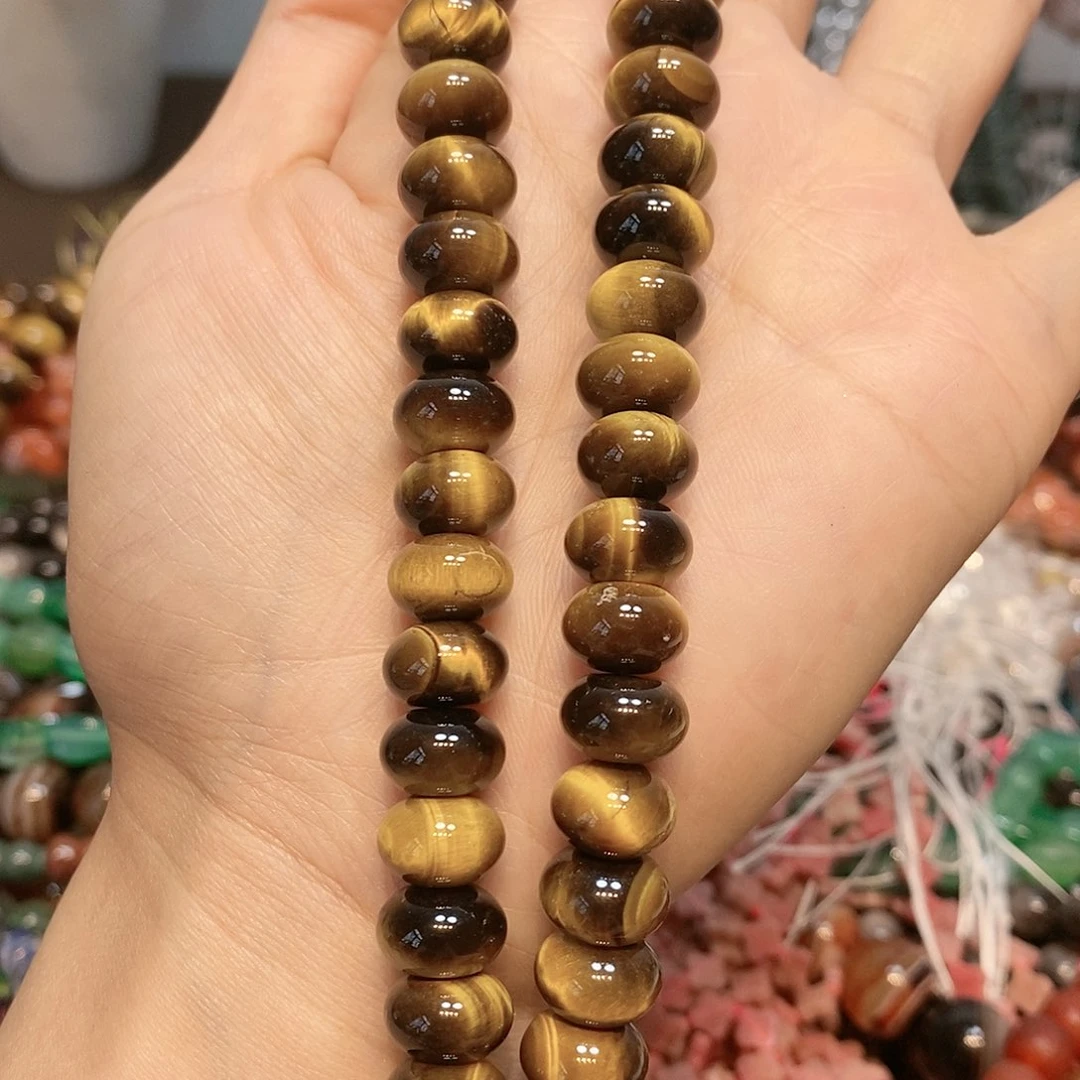 玛瑙/玉髓散珠天然虎眼12mm算盘一条