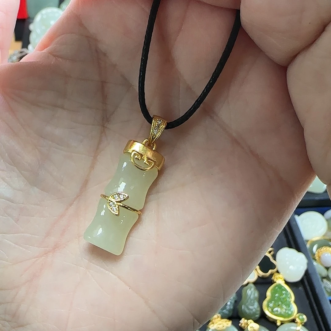 吊坠(不含链)银S925镶嵌和田玉