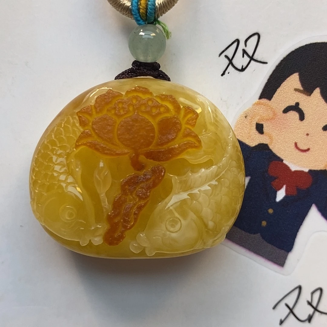 未镶嵌定制琥珀连年有余