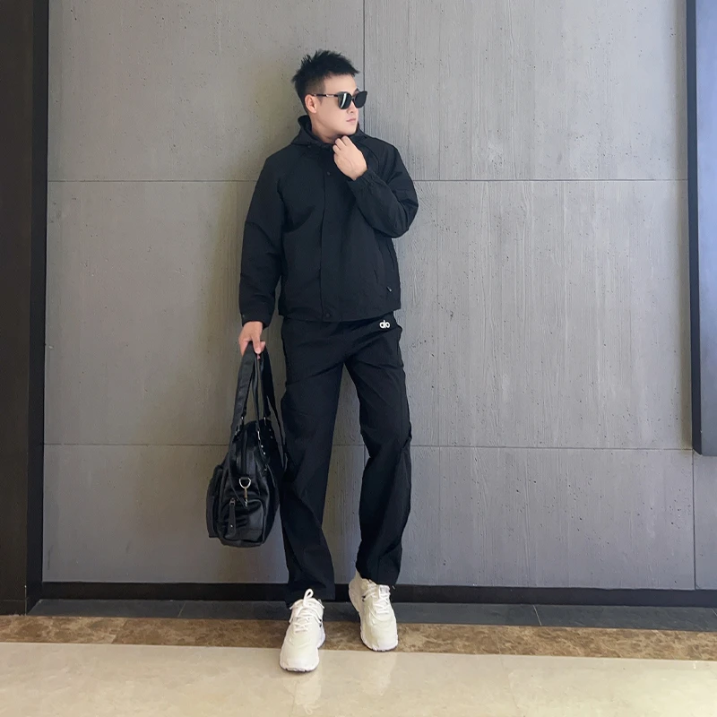 秋冬新品净版连帽夹克长裤两件套男士高级感潮流百搭帅气休闲套装