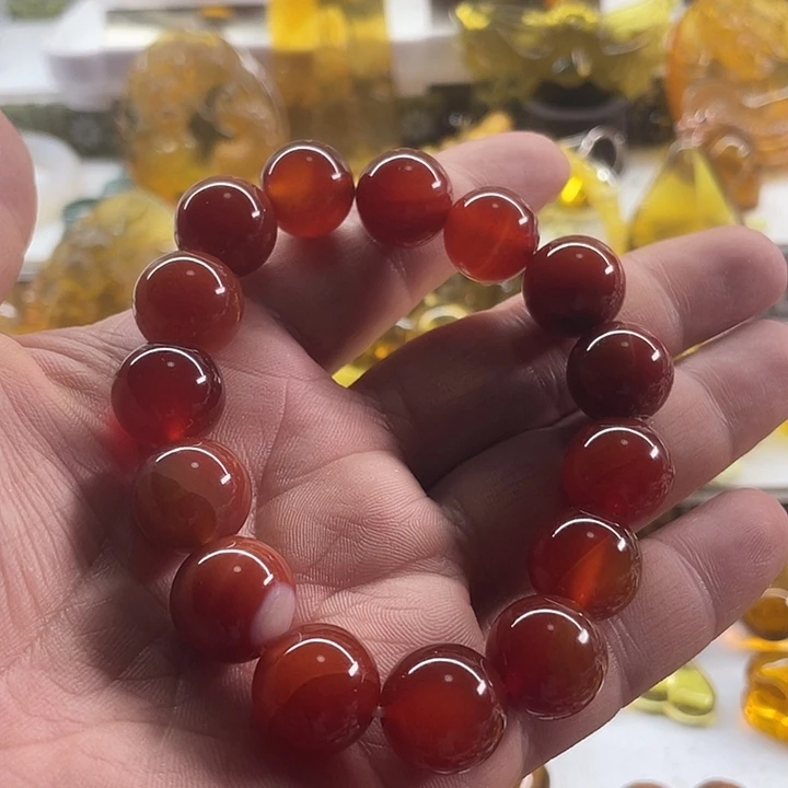 欧***琥珀未镶嵌珠宝奇石手串