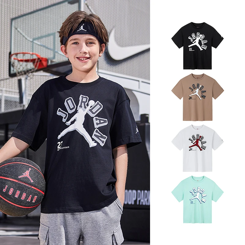 AIR JORDAN儿童夏季新品穿搭男童装圆领舒适短袖T恤JDB-TE-C704