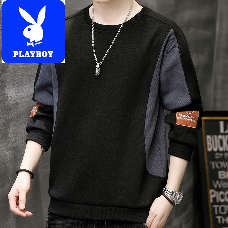 花花公子卫衣上衣男士长袖宽松圆领打底衫男装休闲春秋季潮流韩版