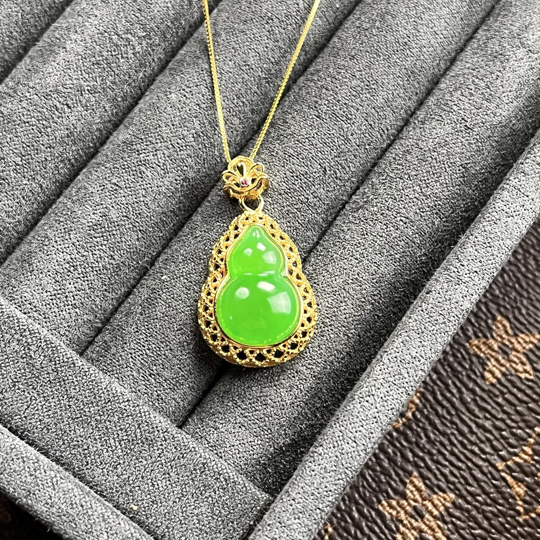 【大新珠宝】和田玉碧玉葫芦吊坠 925-多样性发一