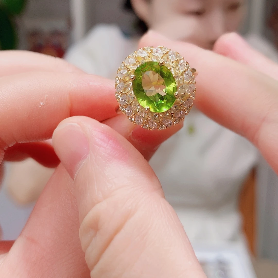 戒指银S925镶嵌橄榄石
