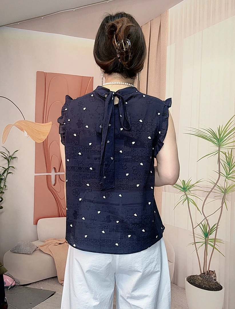 韩熙馆天丝衬衫女爱心印花韩版夏装新款欧货女装时尚A字娃娃衫潮