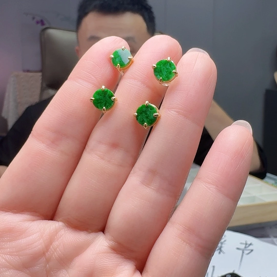 翡翠银S925镶嵌耳饰多样性发货其一