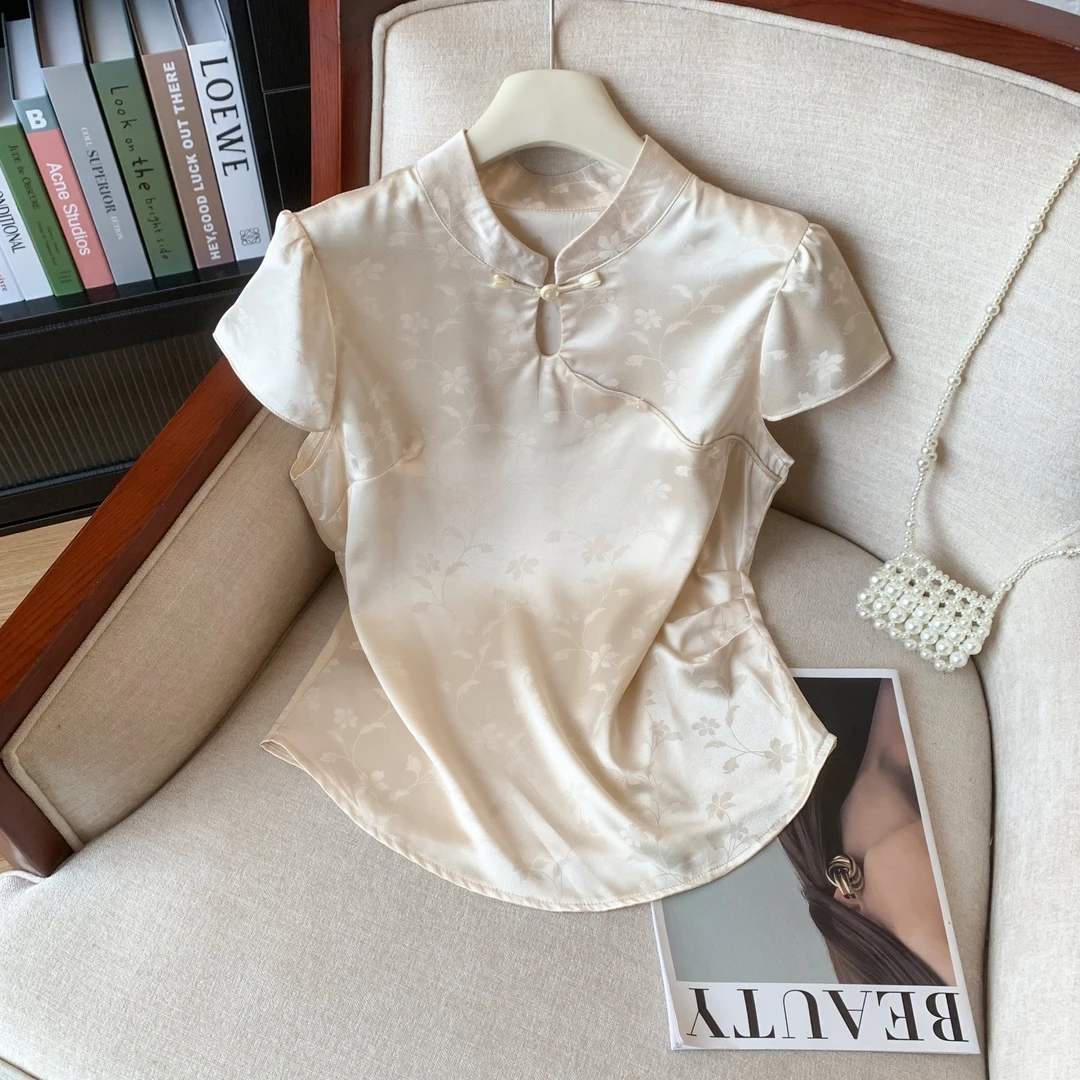 新中式国风2025夏季新品高级感收腰显瘦小众洋气百搭气质衬衫上衣
