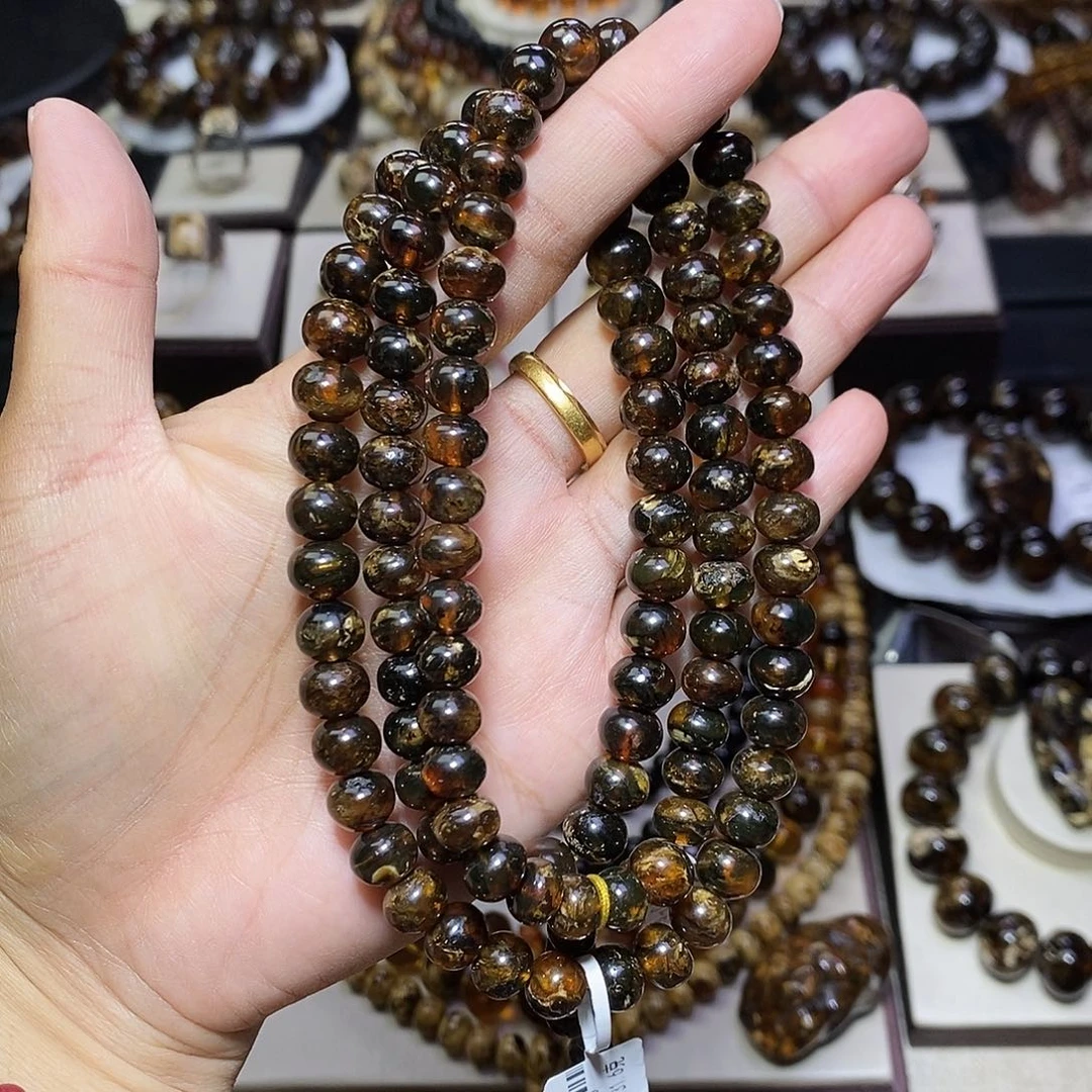 琥珀未镶嵌裸石 福利 血翳蜡花8mm