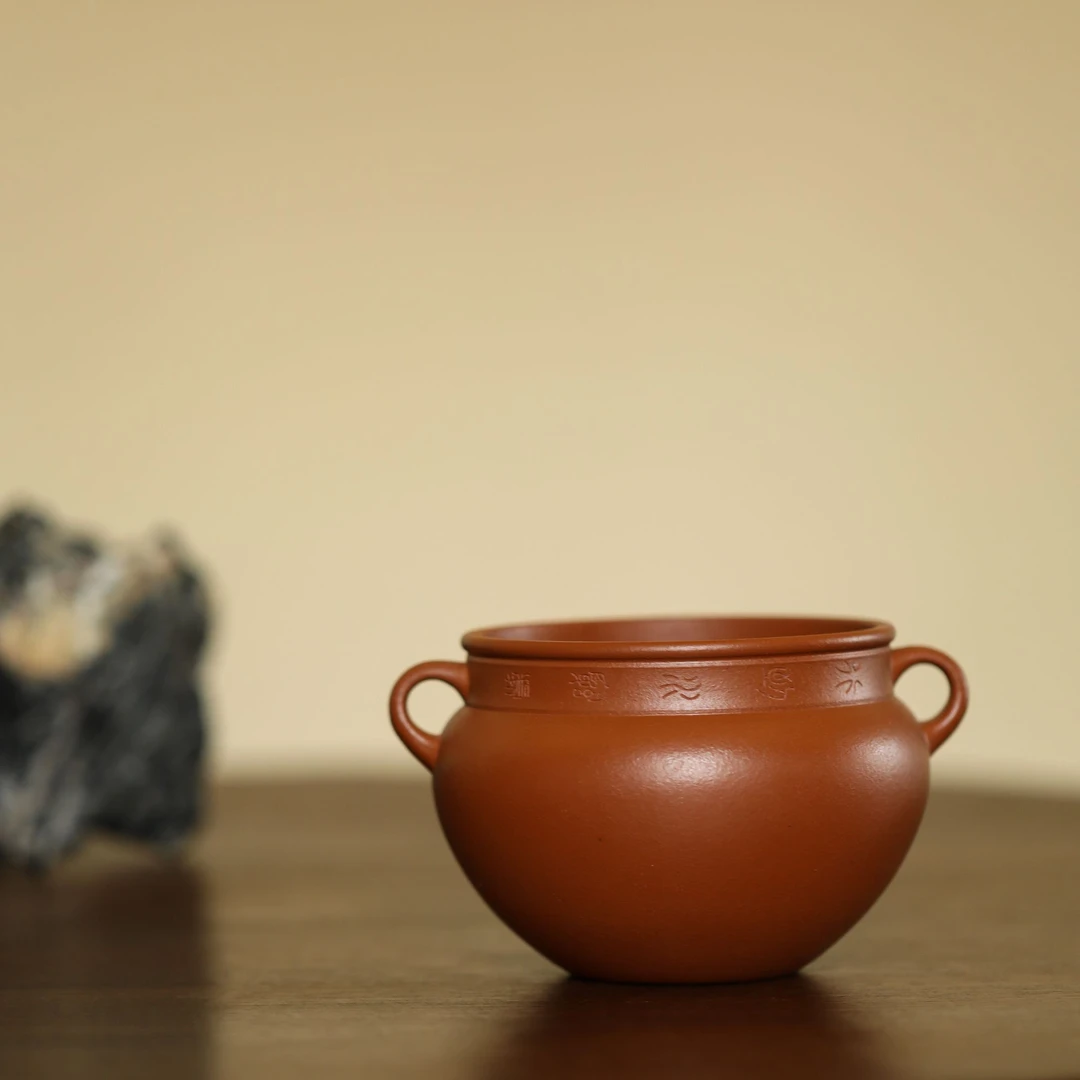 集物华老粉福利竞拍丨水盂 朱泥 紫砂建水 全手工制