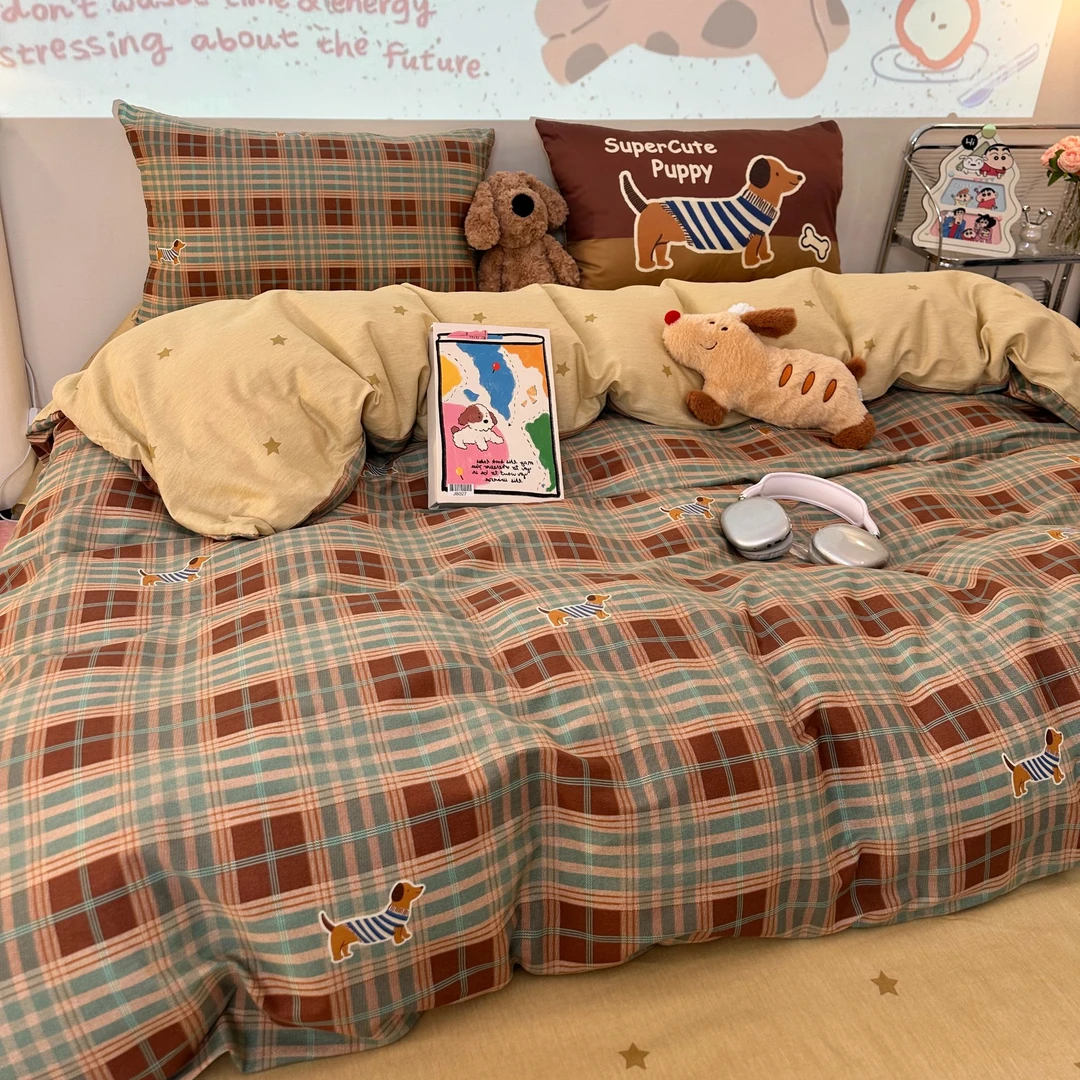 「梦皙」可爱少女全棉床上四件套纯棉学生宿舍单人床单被套床笠床品