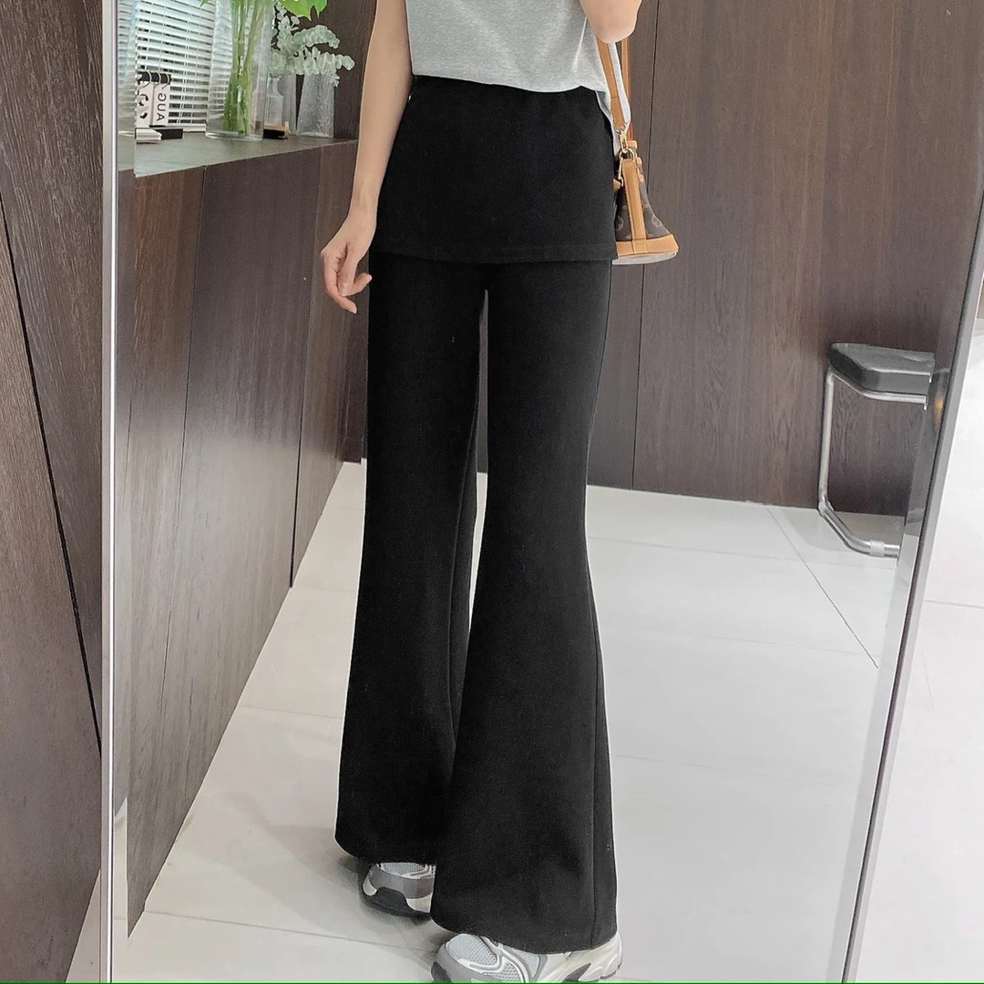 IMFLY金小金自制女装 喇叭裤DYK2560春季高腰显瘦裙裤微喇长裤