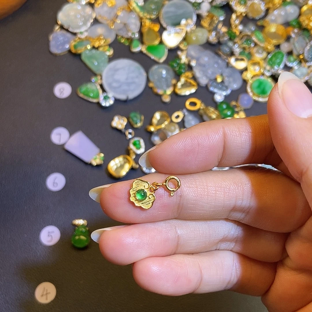 翡翠银S925镶嵌吊坠(不含链)