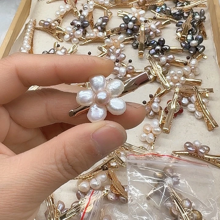 淡水珍珠发饰银S925镶嵌.