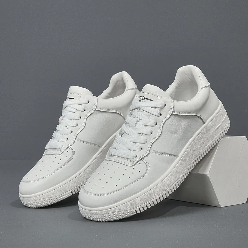 夏季透气休闲鞋白色低帮头层真牛皮小白鞋时尚百搭潮鞋软牛皮男鞋