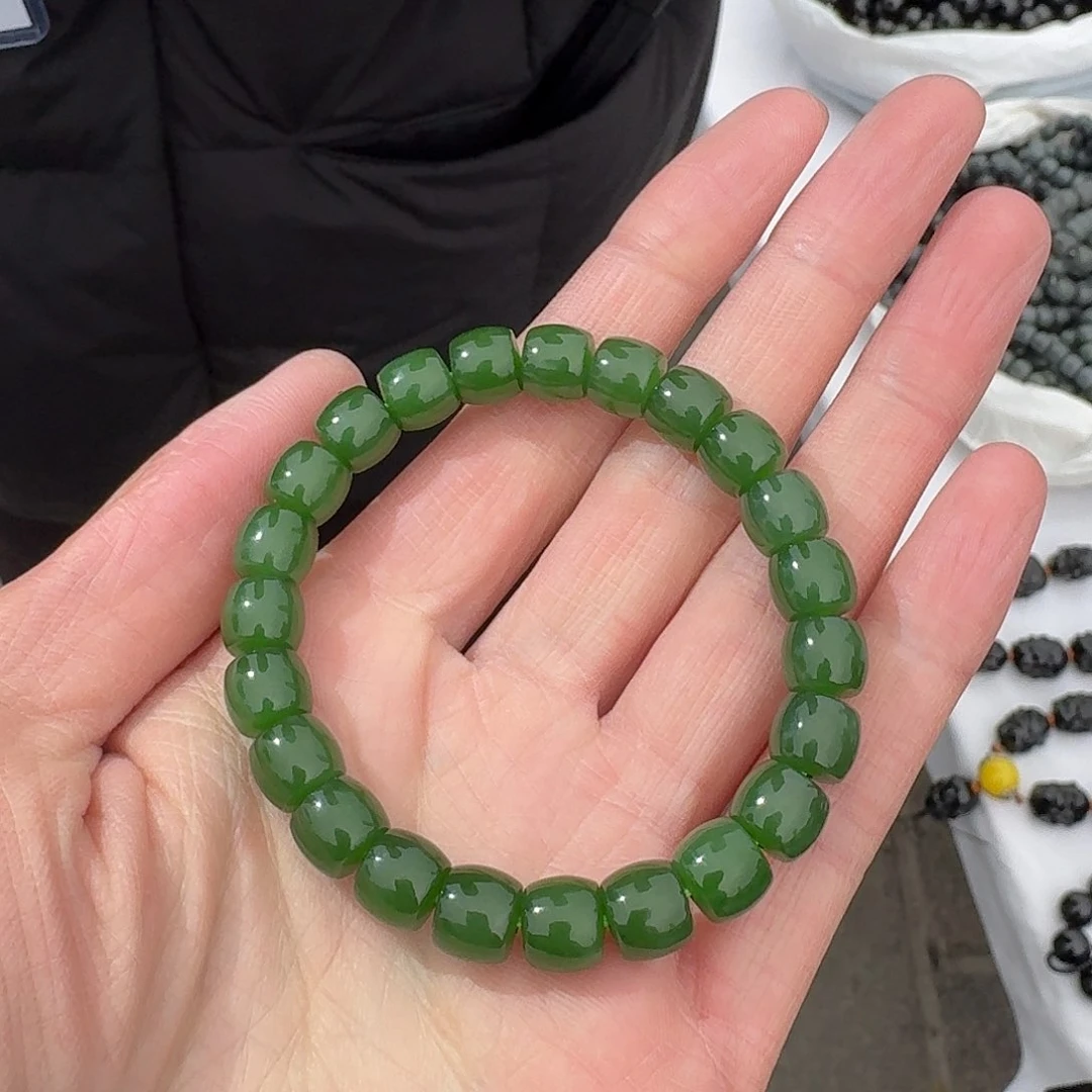 和田玉手串未镶嵌35王姐卡9左右微矿点