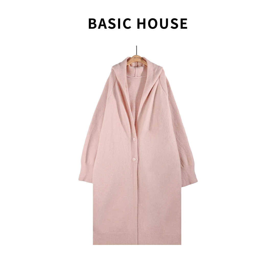 Basic House/百家好慵懒感秋冬开衫毛衣外套毛织连帽B1385B5GN82