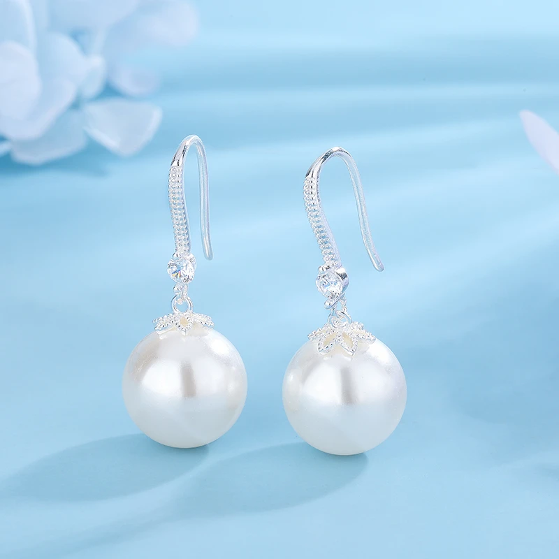 合金仿珍珠耳饰 萬寳逹厚包S925银“爱恋银贝耳坠”12m时尚百搭