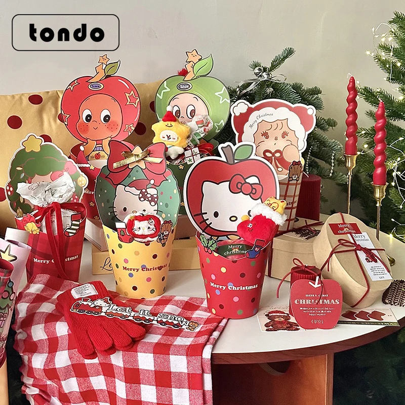 圣诞节卡通苹果花盒平安夜礼物DIY平安果水果礼盒送闺蜜圣诞礼物