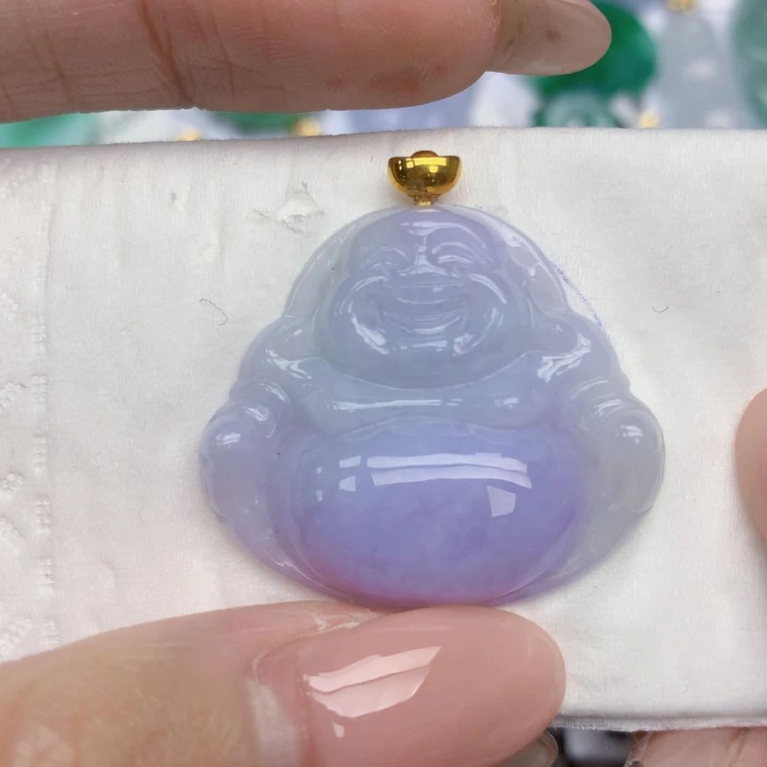 翡翠18K金镶嵌颈饰天然缅甸翡翠a货百元以上9元证书费自理
