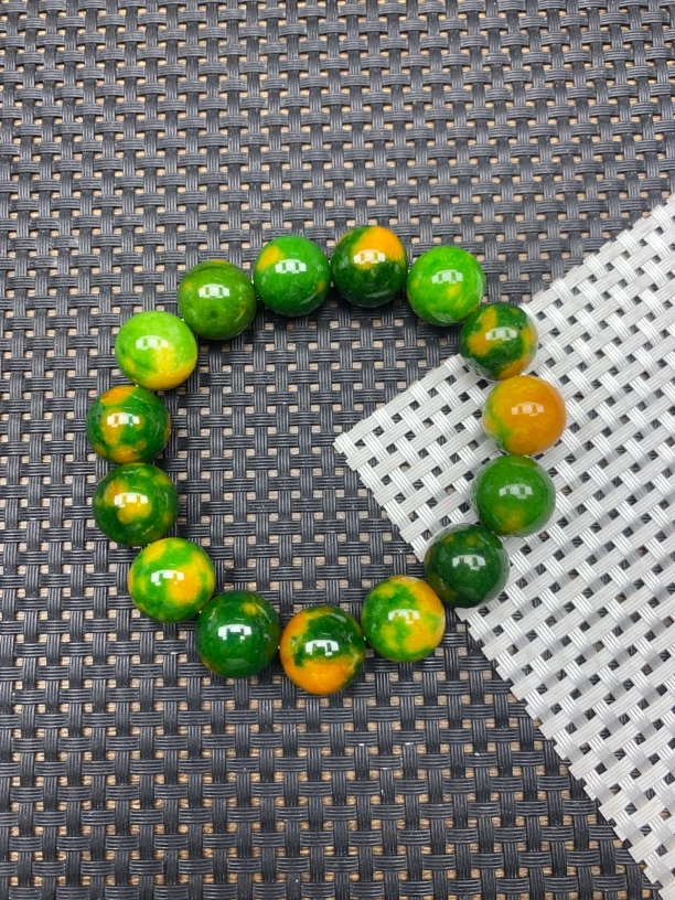 甘纹草孔雀绿舒14mm手串951