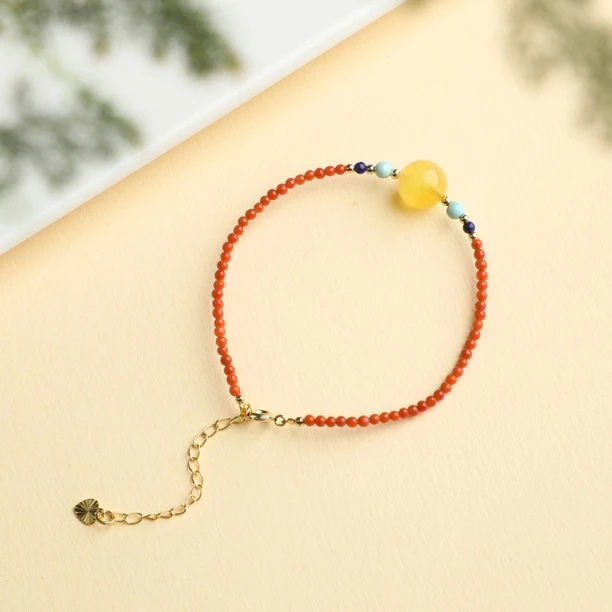 （桃）约3mm单圈南红琥珀手链（性价比高）