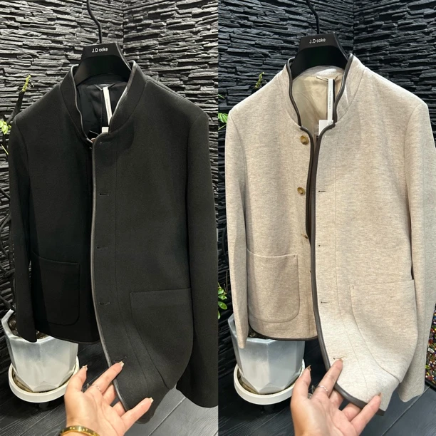 秋季新款高端欧货时尚男士百搭羊毛混纺夹克外套/36062