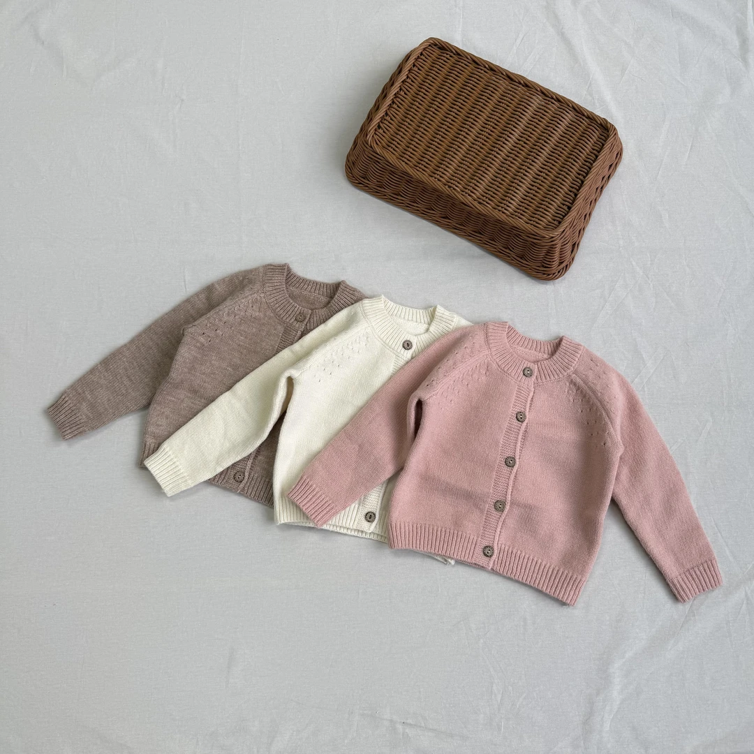 韩版ins婴幼童装质感休闲毛衣外套宝宝圆领含羊毛针织开衫秋冬装