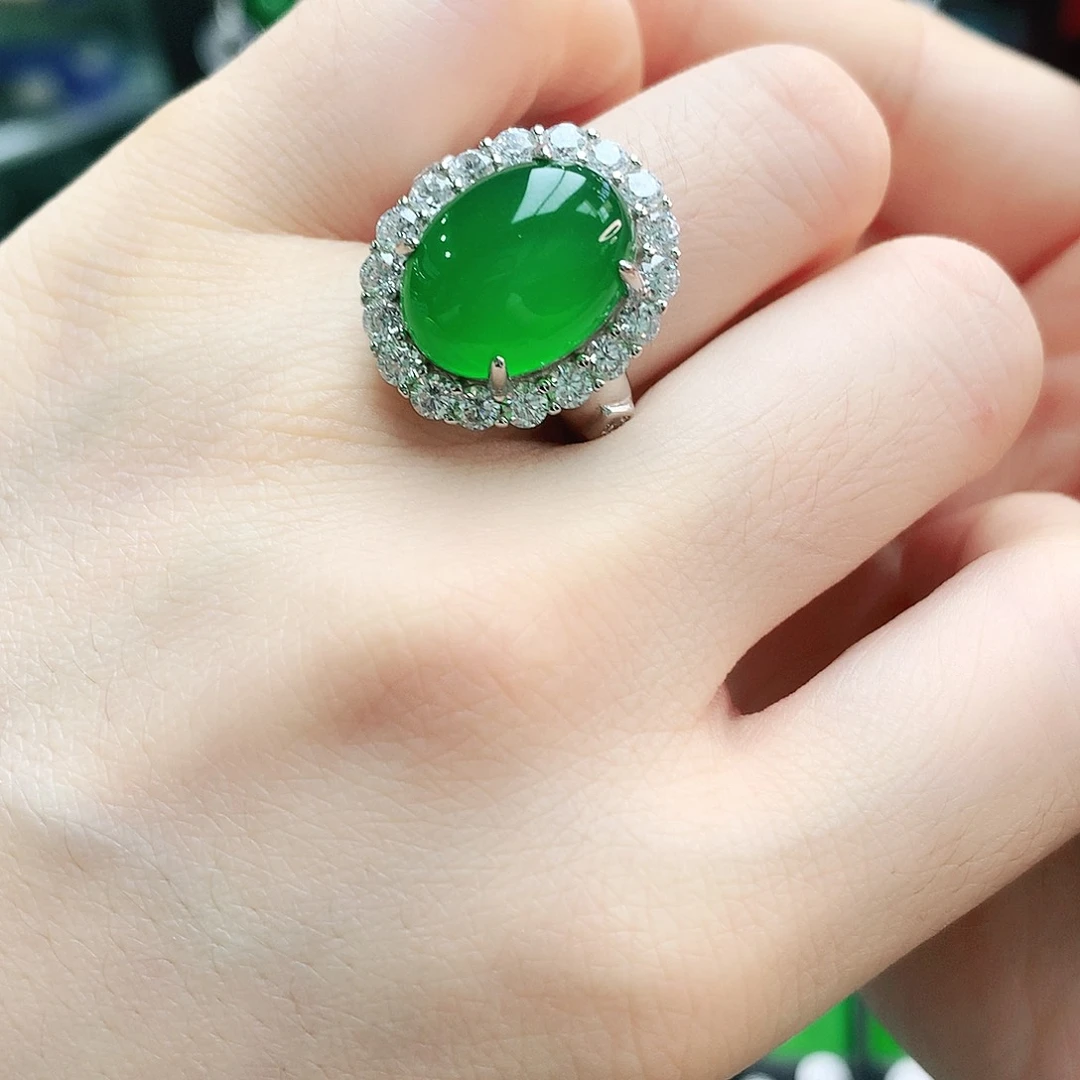 玛瑙/玉髓戒指银S925镶嵌