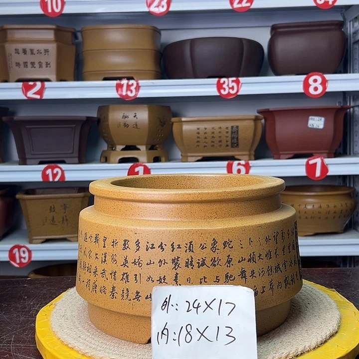 紫砂花盆蛇年大吉