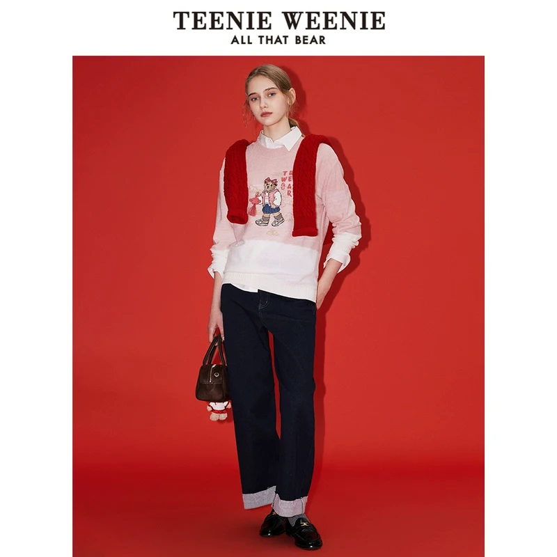 【达人专属】TeenieWeenie小熊25年新渐变圆领毛针织衫TTKW251102T