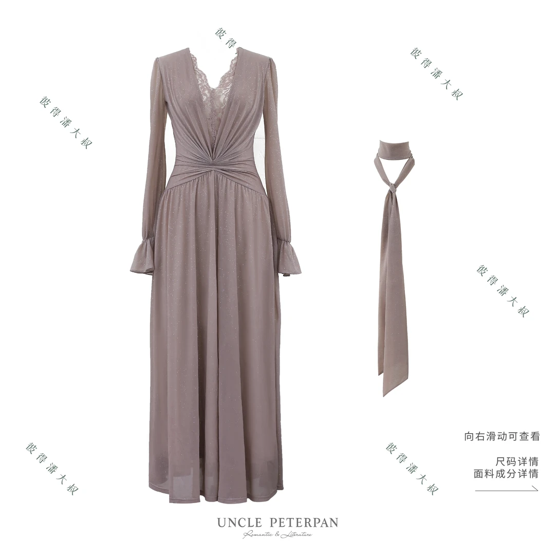 彼得潘大叔《坠梦星屑》气质高级感连衣裙女超仙度假显瘦长裙