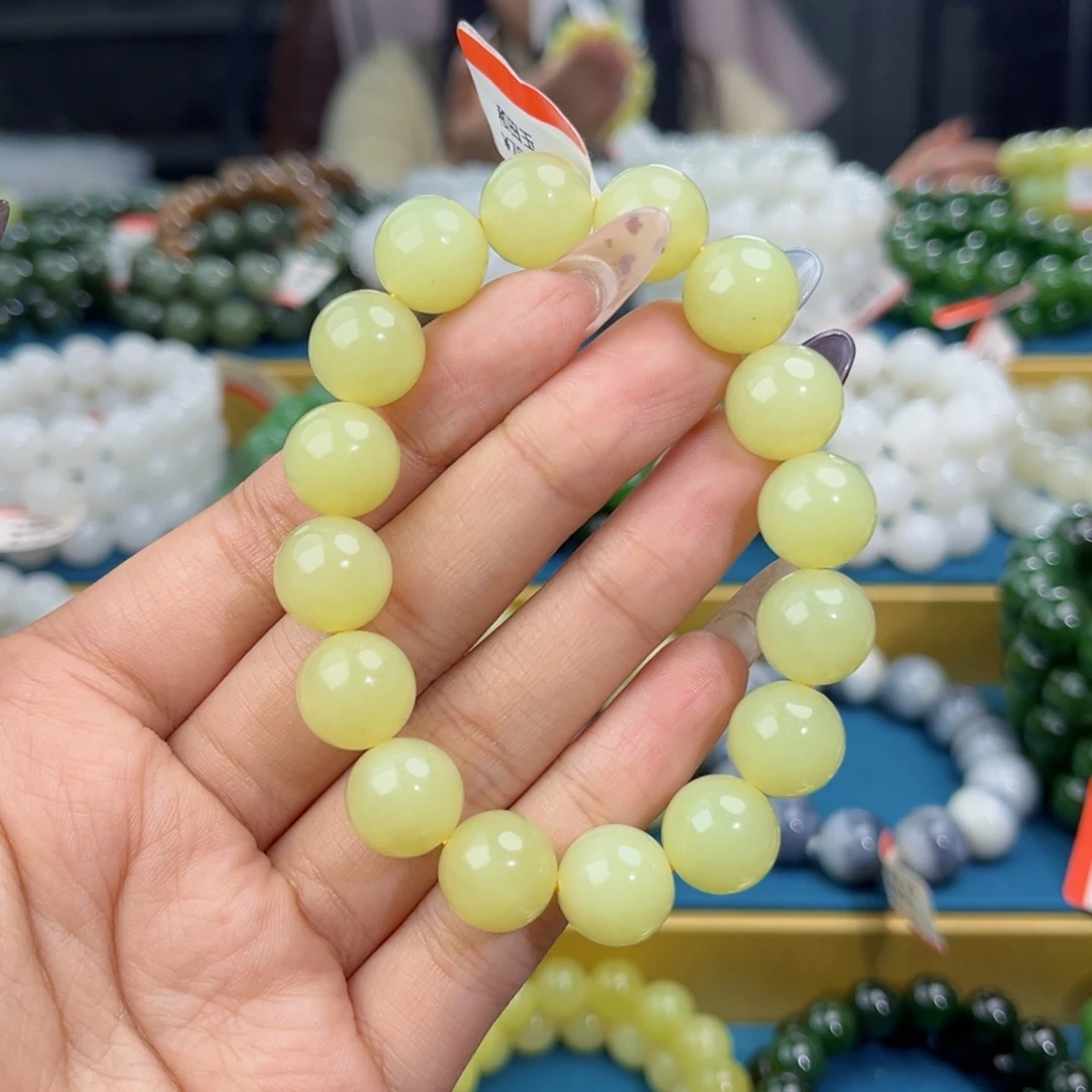 比***卜和田玉未镶嵌手链天然和田玉新疆若羌黄口手串12