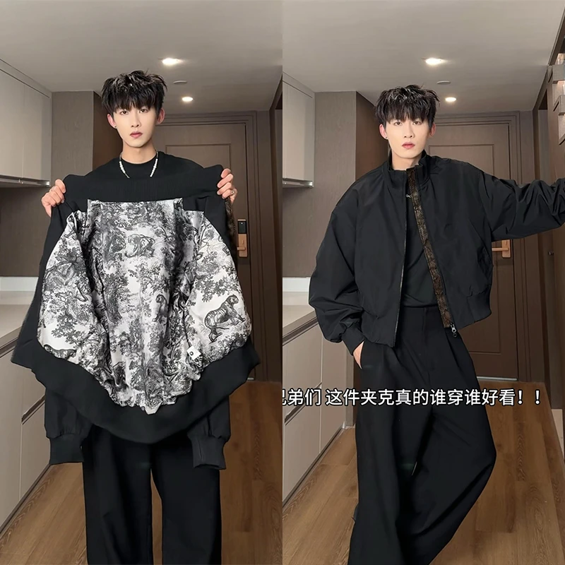 蛇年限定美式高街cleanfit短款飞行员夹克棉衣外套男小众设计外套