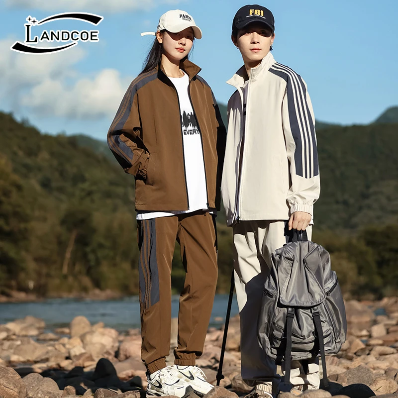 LANDCOE春秋休闲运动套装男潮流撞色穿搭高级感青少年运动服外套