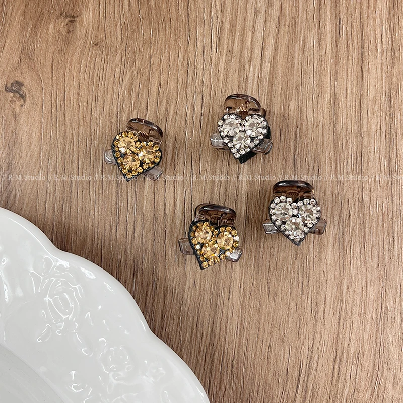 简约气质爱心水钻满钻迷你小号发抓优雅精致百搭侧边刘海抓夹发饰