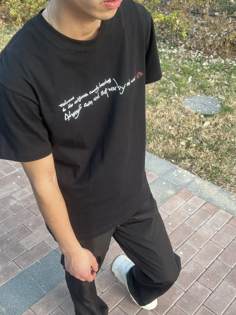 美式纯棉T恤男oversize印花字母短袖夏季潮牌重磅高级感百搭半袖