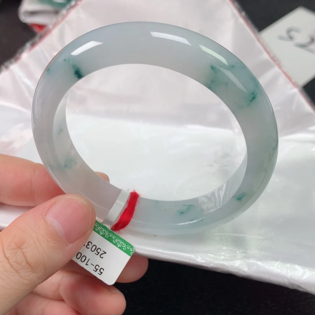 未镶嵌手镯翡翠缅甸天然翡翠手镯55圈口