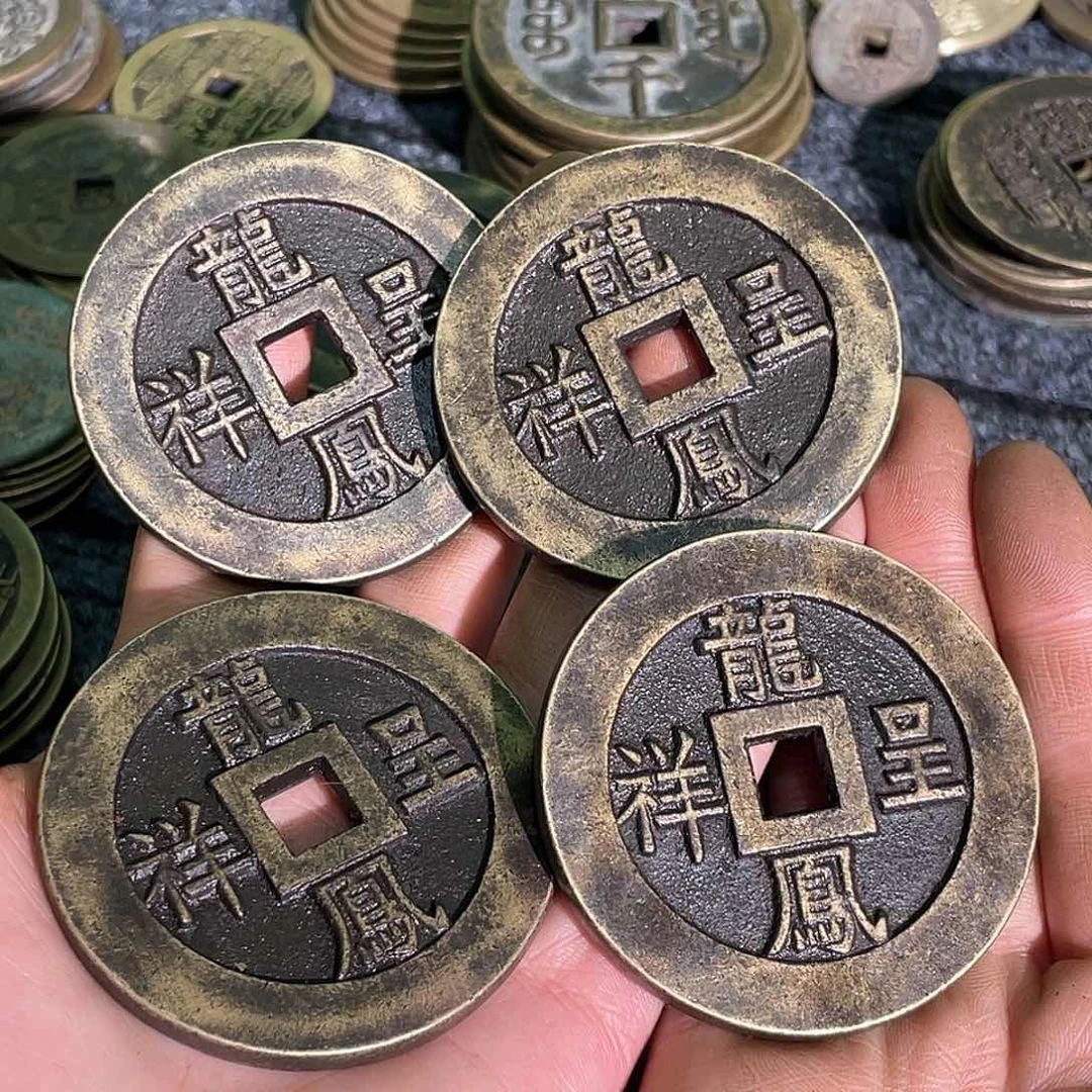 铜龙凤呈祥背福寿到手四个