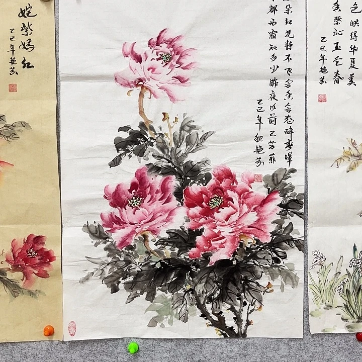 国画花鸟等动物三开