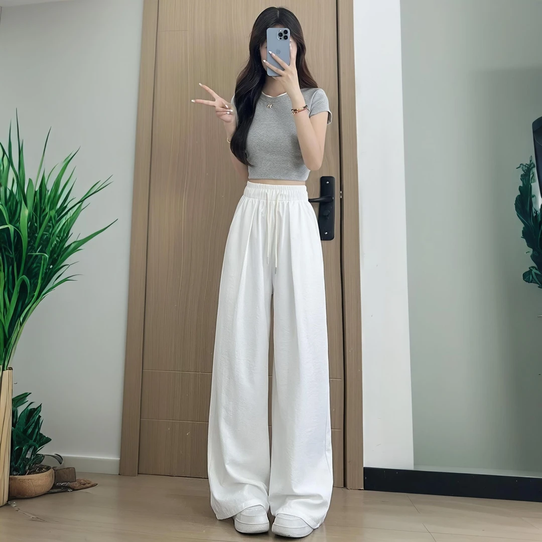 速干冰丝弯刀裤女夏季薄款肌理感垂感阔腿山本裤小个子速干休闲裤