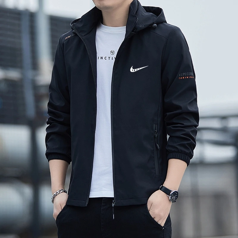 耐NK克运动夹克外套男士2025秋季新款时尚百搭户外防风连帽茄克潮