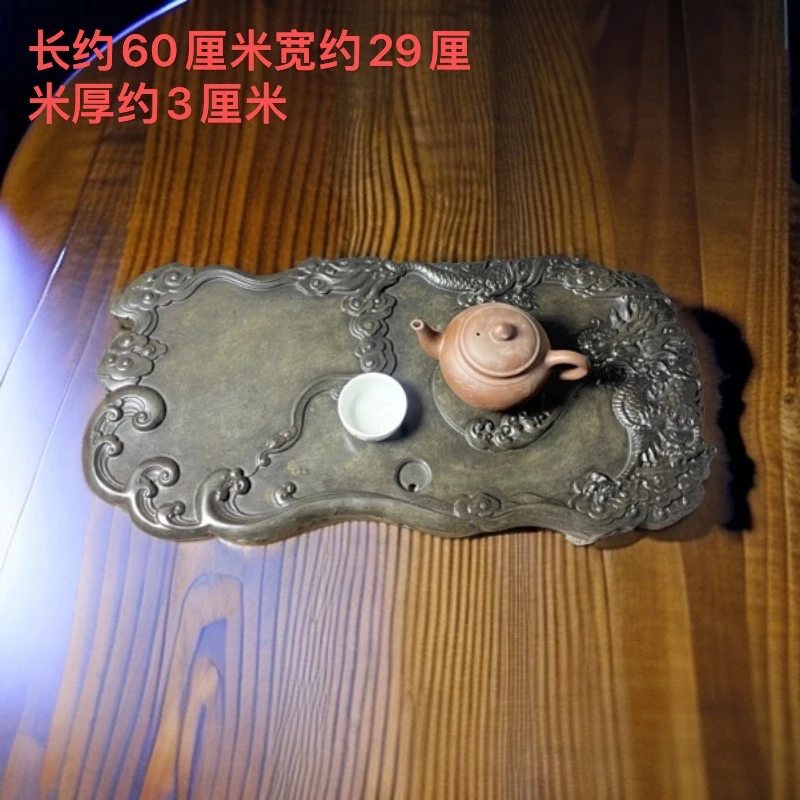 青石手工雕刻龙吐水龙吐珠茶盘居家茶室台造景排水茶台中式装饰