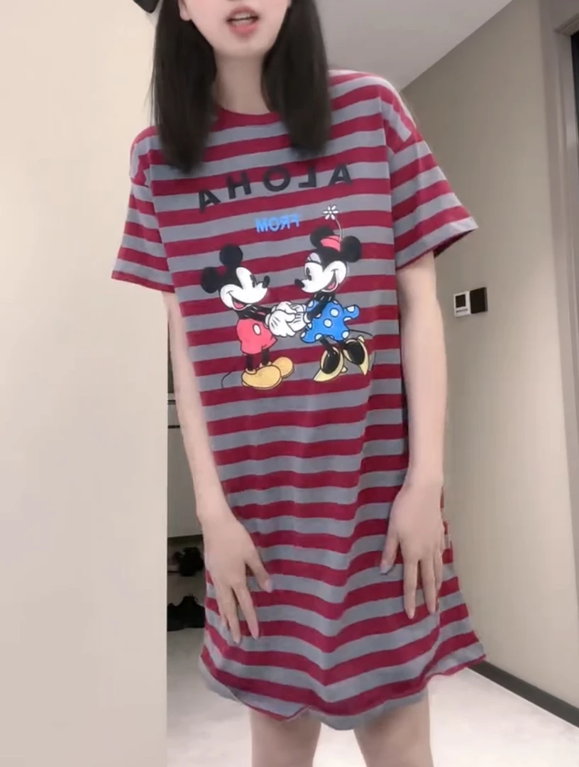 洋气减龄条纹米奇家居服睡裙【实物微色差】