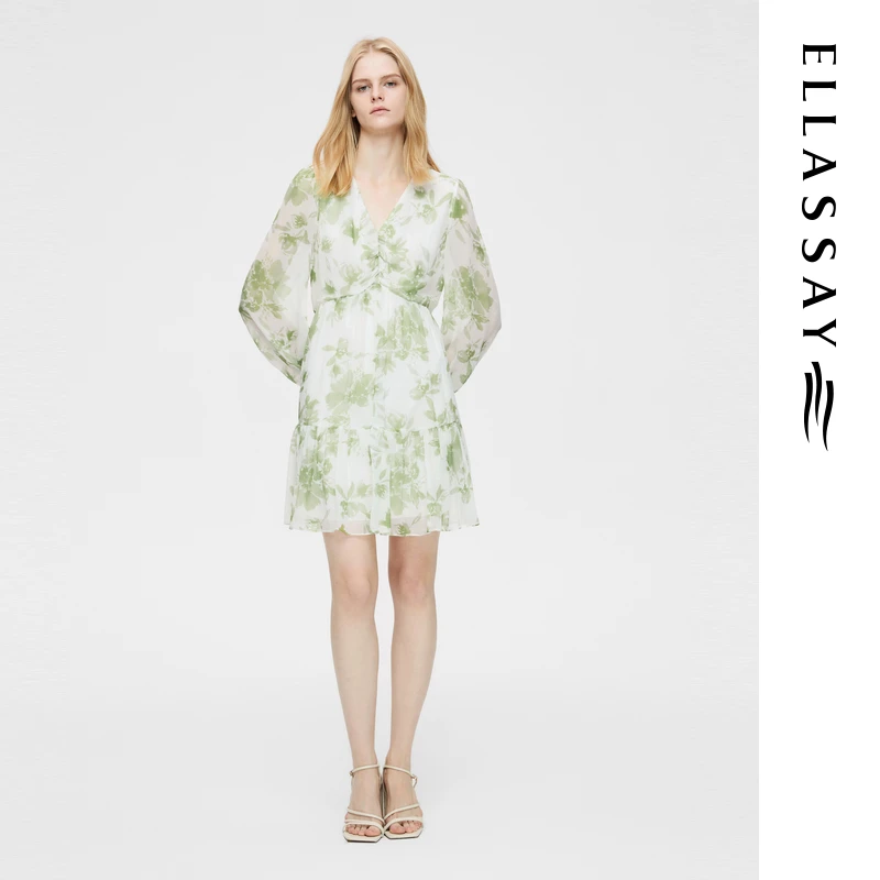 【粉丝专享】ELLASSAY25新款碎花短款连衣裙EWB362Y02100