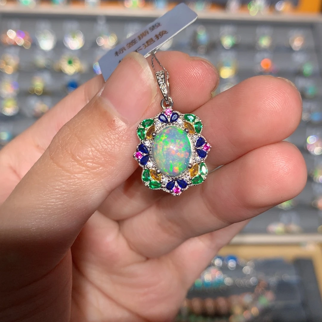 银S925镶嵌欧泊欧泊吊坠y