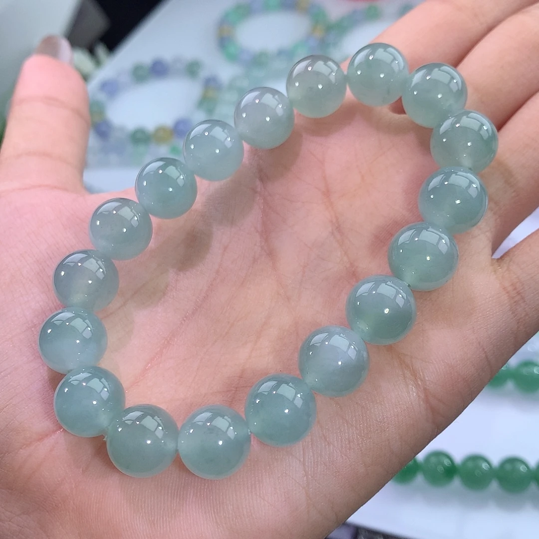 翡翠未镶嵌手链31号 冰晴绿手串